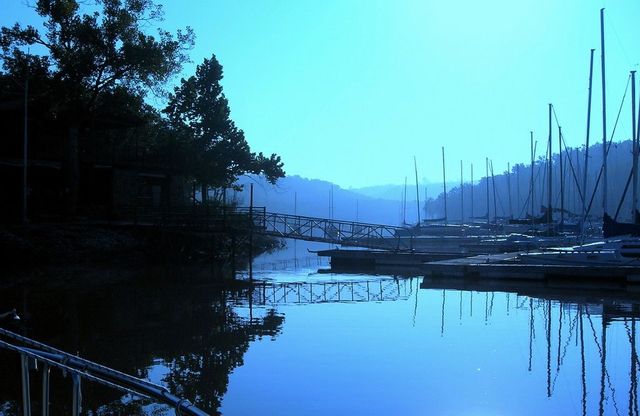 twilight of C Dock ramp and dim blue skies